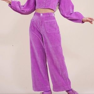 Samantha pleet lilac purple corduroy realm pants 8 NWT